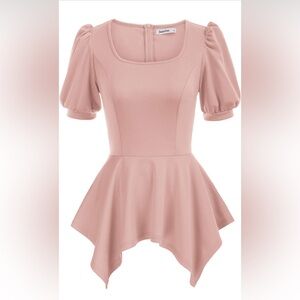 Pink assymetrical peplum top